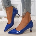 thumbnail image 5 of Women's Mid Kitten Heel Pumps Classic Fashion Dress Pumps Simple Heeled Shoes for office Work Size 36-43 Blue, 5 of 9