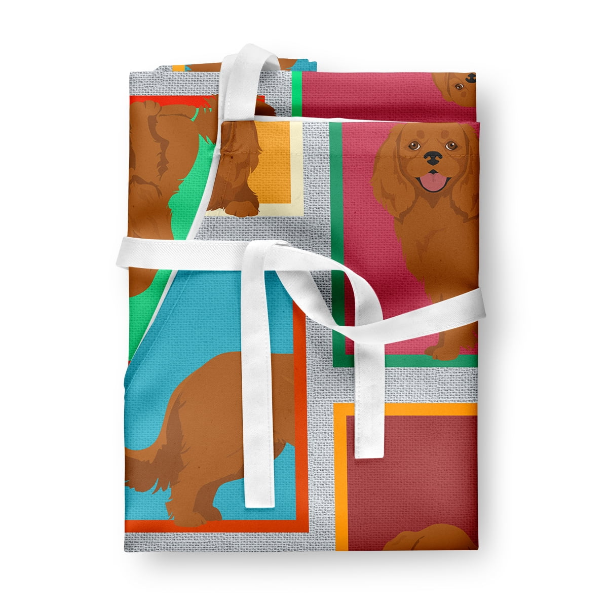 Lots of Ruby Cavalier Spaniel Apron 27 in x 30 in