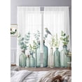 thumbnail image 3 of Teal Eucalyptus Leaves Sheer Curtains 96 Inch Length 2 Panels Set, Watercolor Vase Birds Voile Window Treatment Semi Sheer Long Curtains Drapes for Bedroom/Living Room/Kitchen 52"x96"x2, 3 of 7