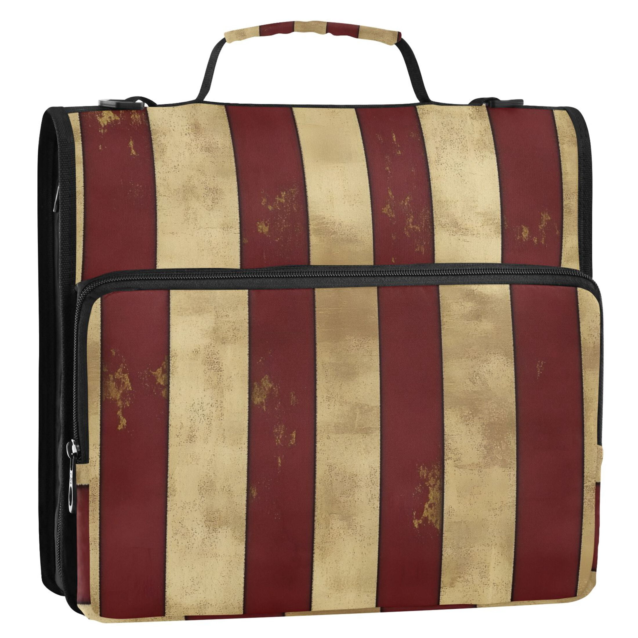 ALAZA Zipper Binder Retro Stripes 3 Ring Trapper Keeper File Folder Organizer Bag