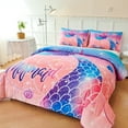 thumbnail image 3 of URBONUR 3 Pcs Mermaid Tail Girls Comforter Set Queen Size, Gradient Glitter Girls Bedding Set, Rainbow Fish Tail Bed Comforter Set for Kids Girls, 3 of 7