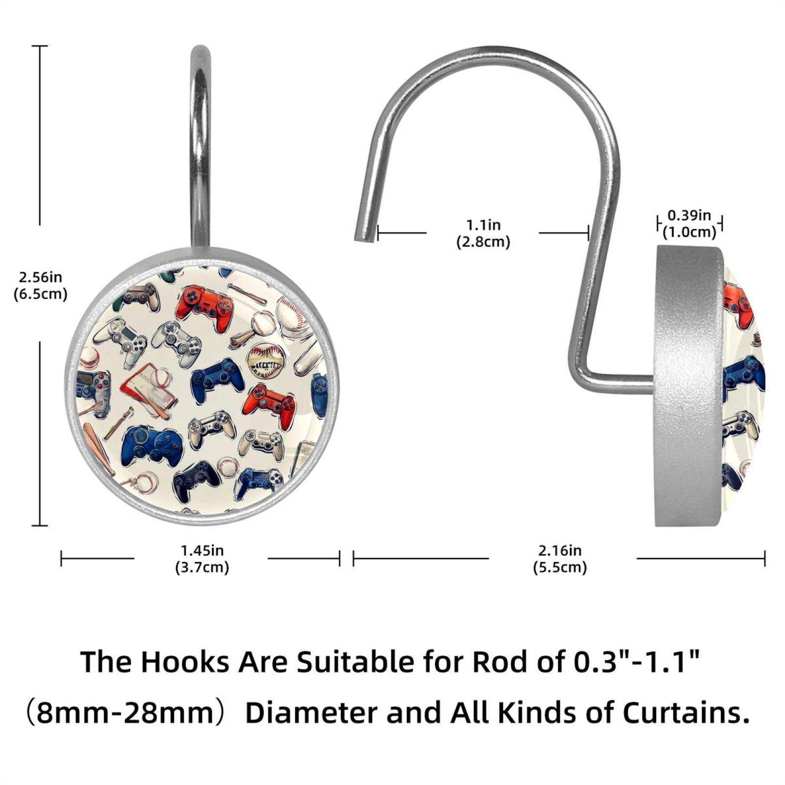 HemaKayy 12 Pcs Shower Curtain Hooks Bathroom Decorative Accessories Video Game Controller