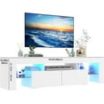 thumbnail image 3 of ChVans LED TV Stand for 65/75/85 inch TV, High Glossy Modern Entertainment Center with Drawer and LED Lights(White B), 3 of 8