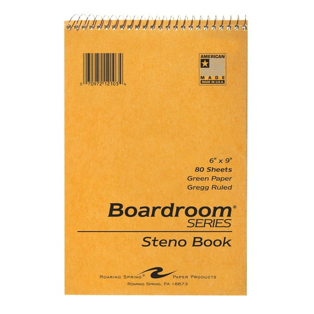 STENO GREEN PAPER 6"X9" GREGG RULED 80 SHT BROWN COV