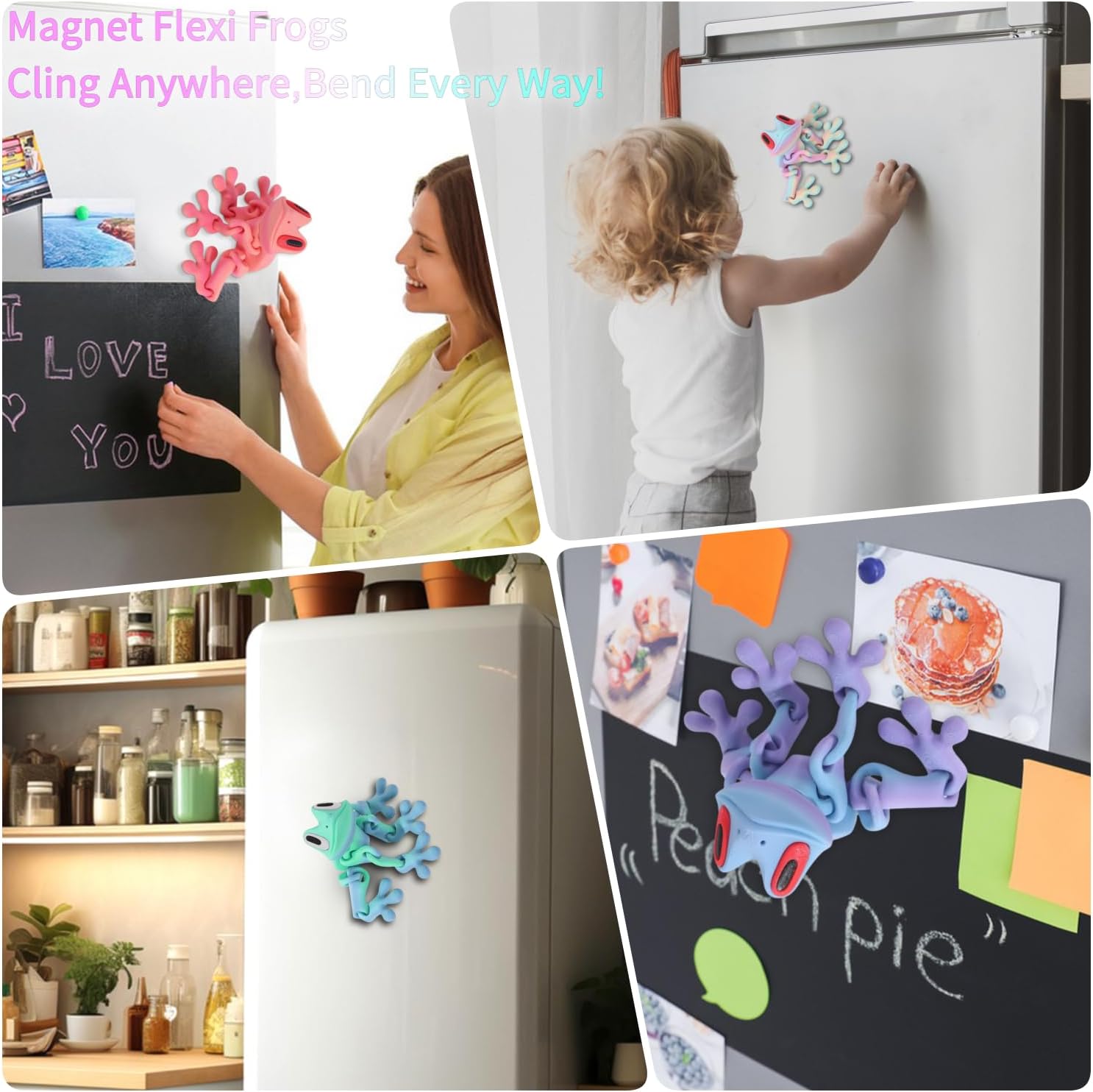 4PCS 3D Printed Magnetic Frog Fridge Magnets,2025 New Realistic Articulated Frog Fridge Magnet, Magnetic Animals Refrigerator Magnets,Funny Refrigerator Magnets for Locker Kitchen Car Desk（x）