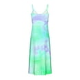 thumbnail image 6 of Dazajoo Womens Plus Size Tie Dye Dresses Spaghetti Strap Pleated Cami Dress Summer Casual Sleeveless V Neck Long Dresses,Green,L, 6 of 6