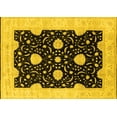 thumbnail image 1 of Ahgly Company Machine Washable Indoor Rectangle Oriental Yellow Traditional Area Rugs, 7' x 9', 1 of 4