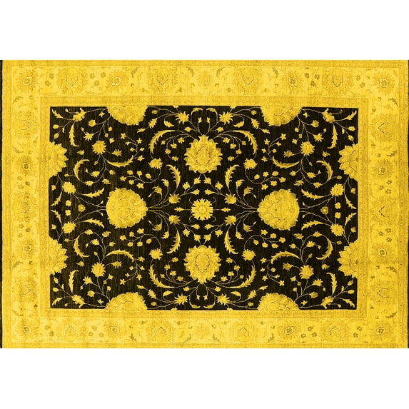 Ahgly Company Indoor Rectangle Oriental Yellow Traditional Area Rugs, 5' x 7'