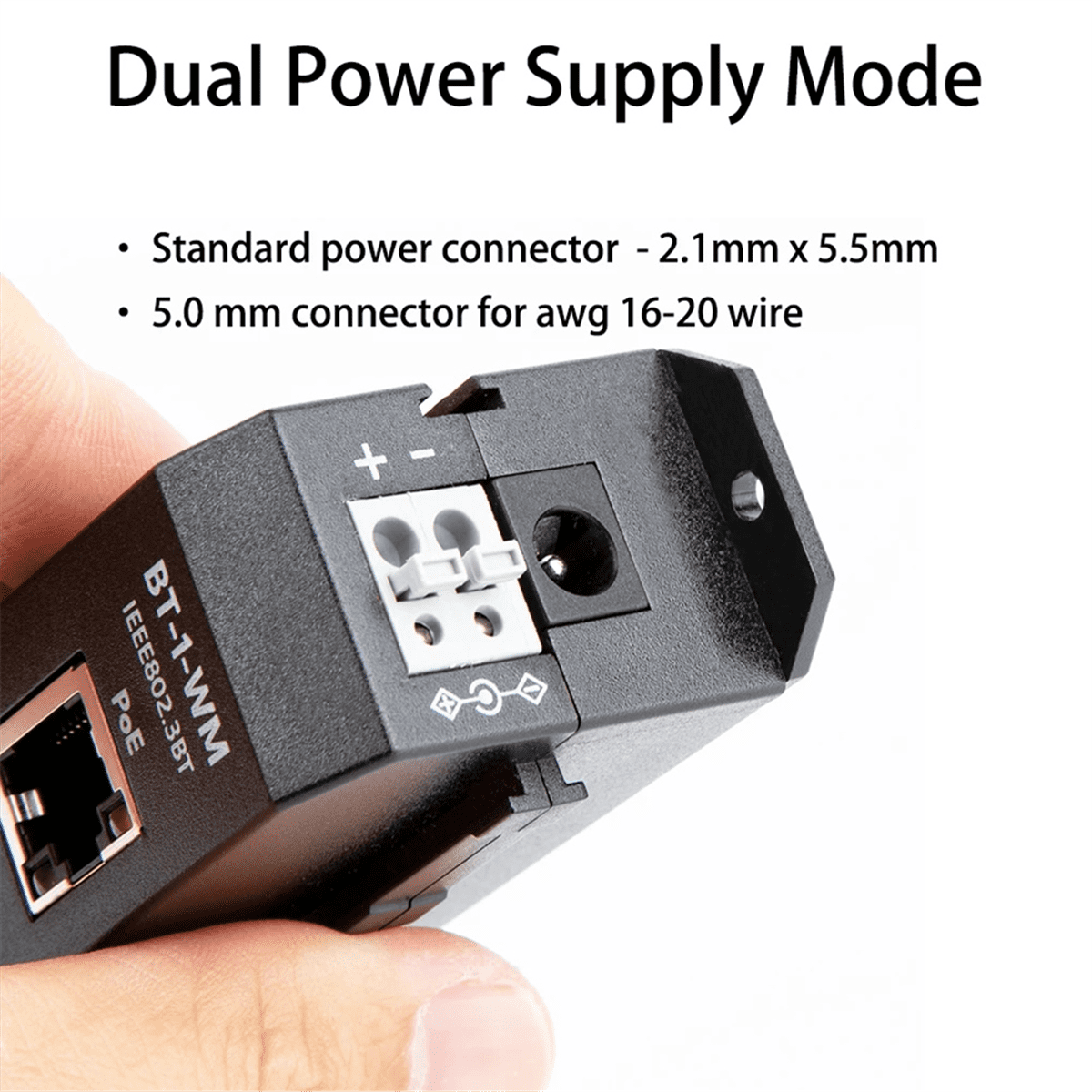 DIN Rail Single Port 2.5 Gigabit PoE Injector 802.3af/At/Bt Negotiation Up to 90W Output PoE++ for PTZ IP Camera,1 * DIN Rail Single Port 2.5 Gigabit PoE Injector