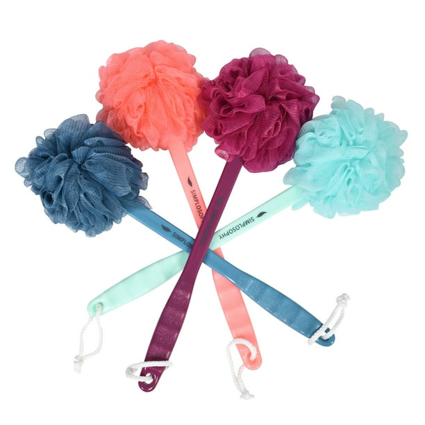 Simplosophy Large Mesh Pouf Bath Stick with Comfort Grip, Assorted