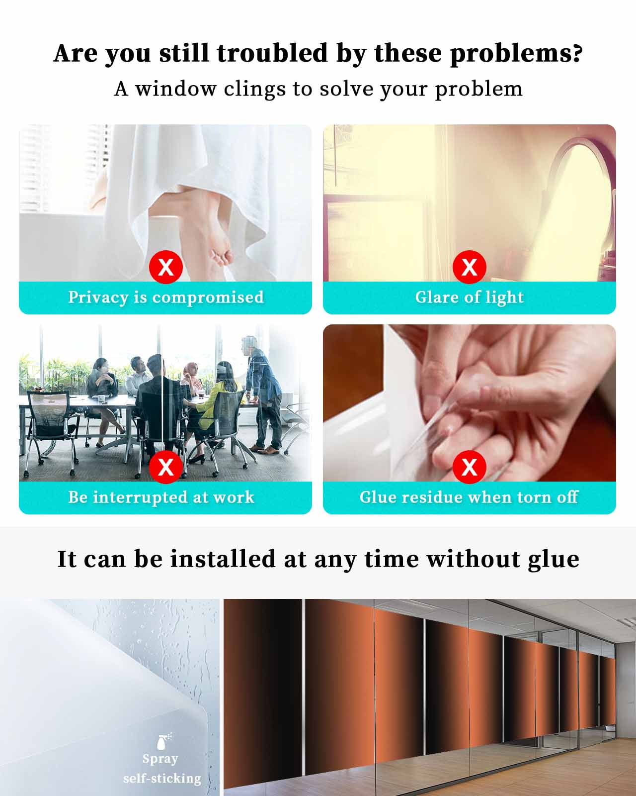 Window Privacy Film,Orangered Black Ombre UV Sun Blocking Window Tint Film Heat Control One Way Blackout Window Film,Modern Abstract Gradient Color Art Non Adhesive Static Cling Sticker 29.5x78.7 In