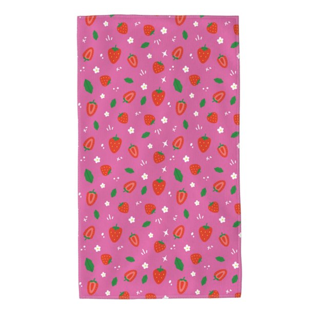 Balery Strawberry Floral Toalla de Microfibra Premium con Estampado – 27.5x16 pulgadas, Alta Absorción, Suave y Aterciopelada, Secado Rápido