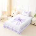 thumbnail image 2 of Erosebridal Light Purple Gingham Bow Twin Sheet Sets, Purple Bow Bedding for Women Girls, 3-Piece, 2 of 5