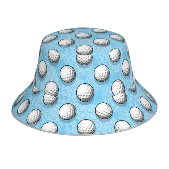 Vsdgher Golf Balls 1 Print Bucket Hat for Men&Women Bucket Hat Reversible Summer Double-Side-Wear Travel Gardening, Beach, Camping, Hiking, Fishing Cap