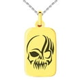 thumbnail image 1 of Stainless Steel Death Zombie Skull Engraved Small Rectangle Dog Tag Charm Pendant Necklace, 1 of 1