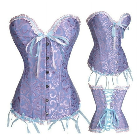 Women Boned Bustier Sexy Lace Floral Overbust Corset Top Waist Push Up Shapewear Lingerie