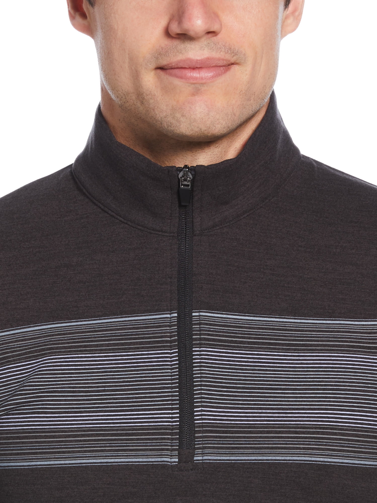 Ben Hogan Men's and Big Men's Multi Color Stripe Chest Print 1/4 Zip Golf Sweater, up to Size 5XL