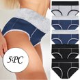 thumbnail image 2 of Puntoco 5PC Women Solid Color Patchwork Briefs Panties Underwear Bikini Underpants Multicolor 8(XL), 2 of 9
