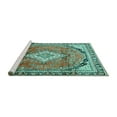 thumbnail image 2 of Ahgly Company Machine Washable Indoor Round Medallion Turquoise Blue Traditional Area Rugs, 4' Round, 2 of 4