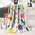 thumbnail image 3 of Pioneer Flower Floral Print Pattern Blanket,Comfortable Soft Flannel Throw Blanket,All Season,Warm Lightweight Blankets for Sofa Bed Couch Living Room Chair,50"x60", 3 of 4