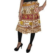 Mogul Indian Ethnic Wrap Skirt Cotton Printed Boho Chic Summer Skirts