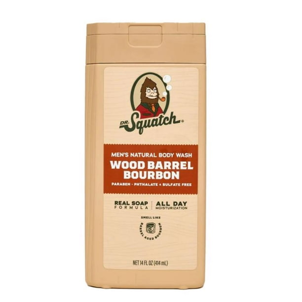 Gel de baño Dr. Squatch Wood Barrel con aroma a bourbon, 414 ml, paquete de 3
