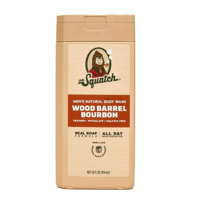 Gel de baño Dr. Squatch Wood Barrel con aroma a bourbon, 414 ml, paquete de 3