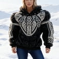 thumbnail image 4 of Men's Fuzzy Sherpa Pullover Hoodie 3D Printed Long Sleeve Sport Pocket Military Hoodies Winter Gym Hooded Sweatshirts Black S, 4 of 5