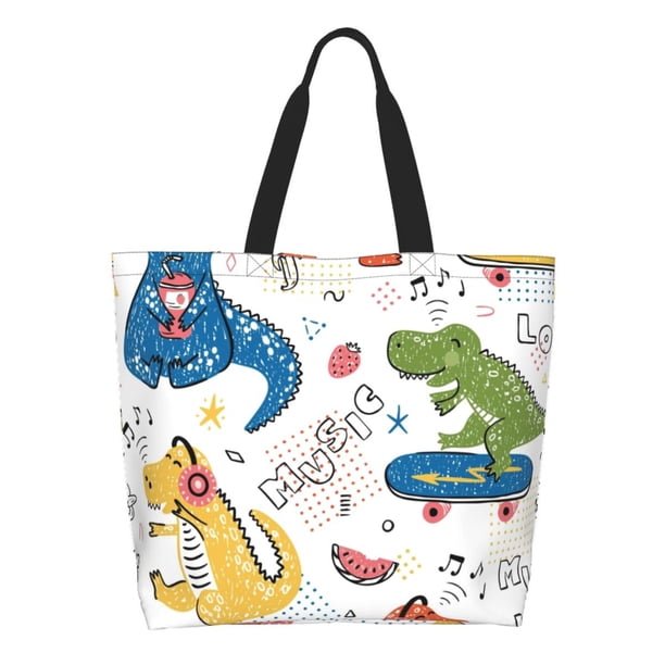 Balery Dinosaur Bolsa Tote Estilo Estético con Cremalleras, Bolsa de Hombro, Bolsa de Compras Grande y Plegable