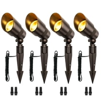 MW Lighting 4-Pack Low Voltage Spot Lights, 2700K-5000K Adjustable, 7W, 520LM, IP65 Waterproof, CRI 90 , 12-24V AC/DC, Outdoor Landscape Light for Garden, Yard, Bronze, ETL Listed