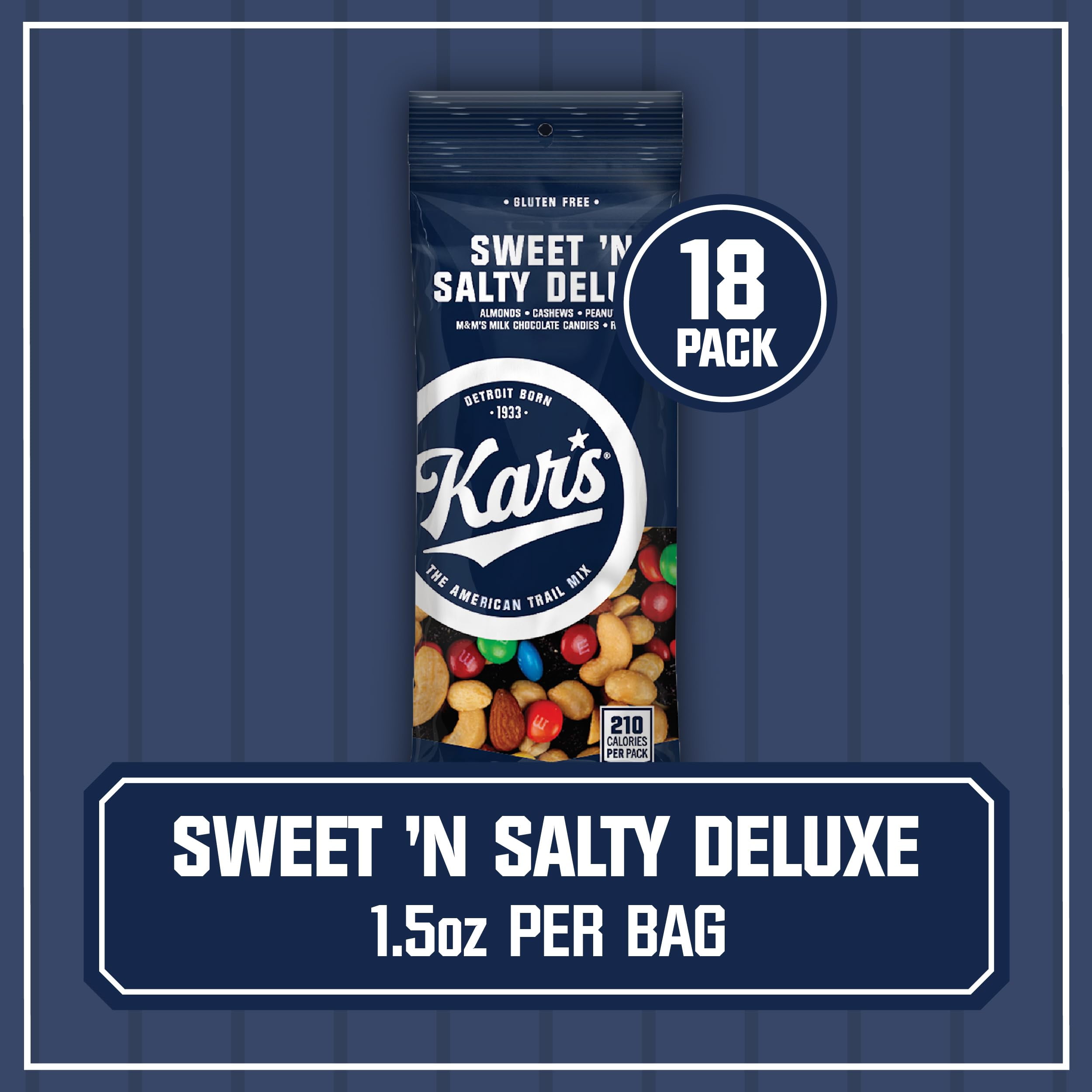 Kar’s Nuts Sweet ‘N Salty Deluxe Trail Mix, 1.5 oz Individual Packs - Bulk Pack of 18, Gluten-Free Snacks