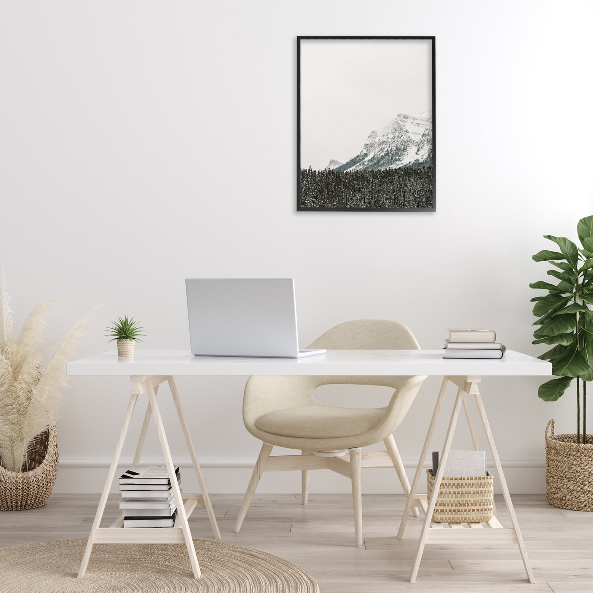 Stupell Industries Distant Snowy Peaks Landscape Photography Black Framed Art Print Wall Art, 24 x 30