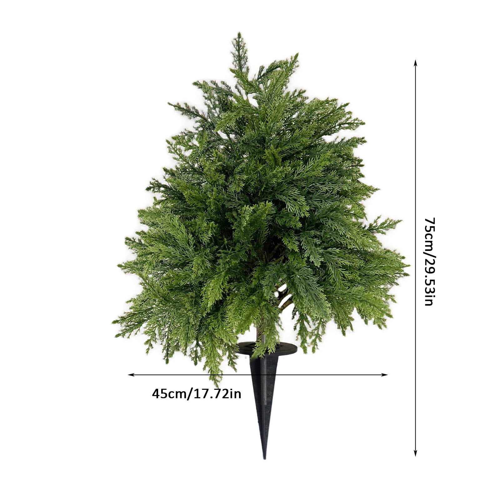 29.5" Artificial Cedar Topiary Ball Trees with Ground Spike, UV Resistant Fake Bushes, Christtmas Faux Cypress Fake Plants Faux Shrubs for Outdoor Indoor Front Porch Garden Decor, 2PCS