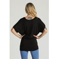 thumbnail image 4 of BAIEBLEUE GLOBAL Women's Solid Butterfly Short Sleeve V Neck Dolman Top Black M, 4 of 4