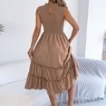 thumbnail image 4 of Women's 2026 Casual Loose Plain Maxi Sundress Smocked Elastic Waist Tank Dress Sleeveless Summer Beach Tiered Long Dresses, 4 of 7