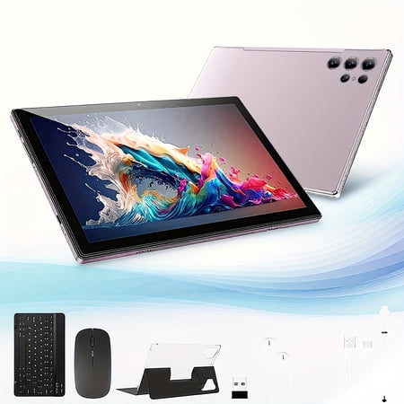 10.1-inch Android 15 Tablet - 8GB RAM + 256GB ROM, 1280x800 HD Display, 8000mAh Battery, 5MP+16MP Cameras, WiFi, Keyboard/Case/Mouse/Stylus Included