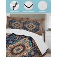 thumbnail image 4 of Blue Burnt Orange Boho King Size Down Alternative Comforter, Lightweight Comforter Quilt Bedding Set with Pillow Shams Antique Tribal Southwestern All Seasons Bed Comforter Duvet Insert 96"x106", 4 of 7