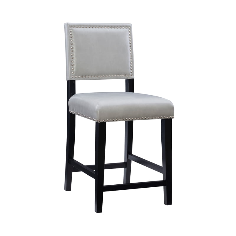 Riverbay Furniture 30" Faux Leather Bar Stool in Dove Gray and Black 