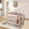 thumbnail image 2 of Costway Portable Baby Playard Nursery Center Crib with Hanging Toys & Music Box Pink, 2 of 10