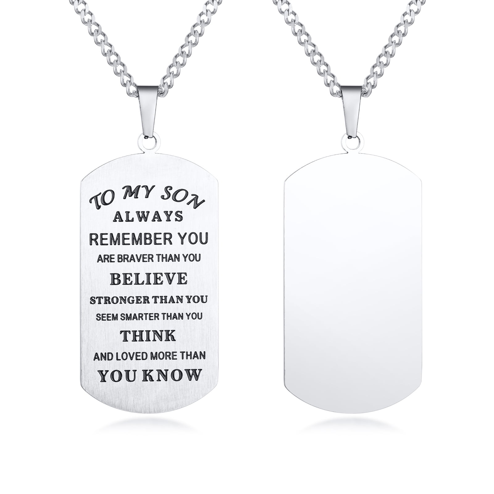 Vnox Dog Tags Military, Silver Stainless Steel to My Son Dog Tag