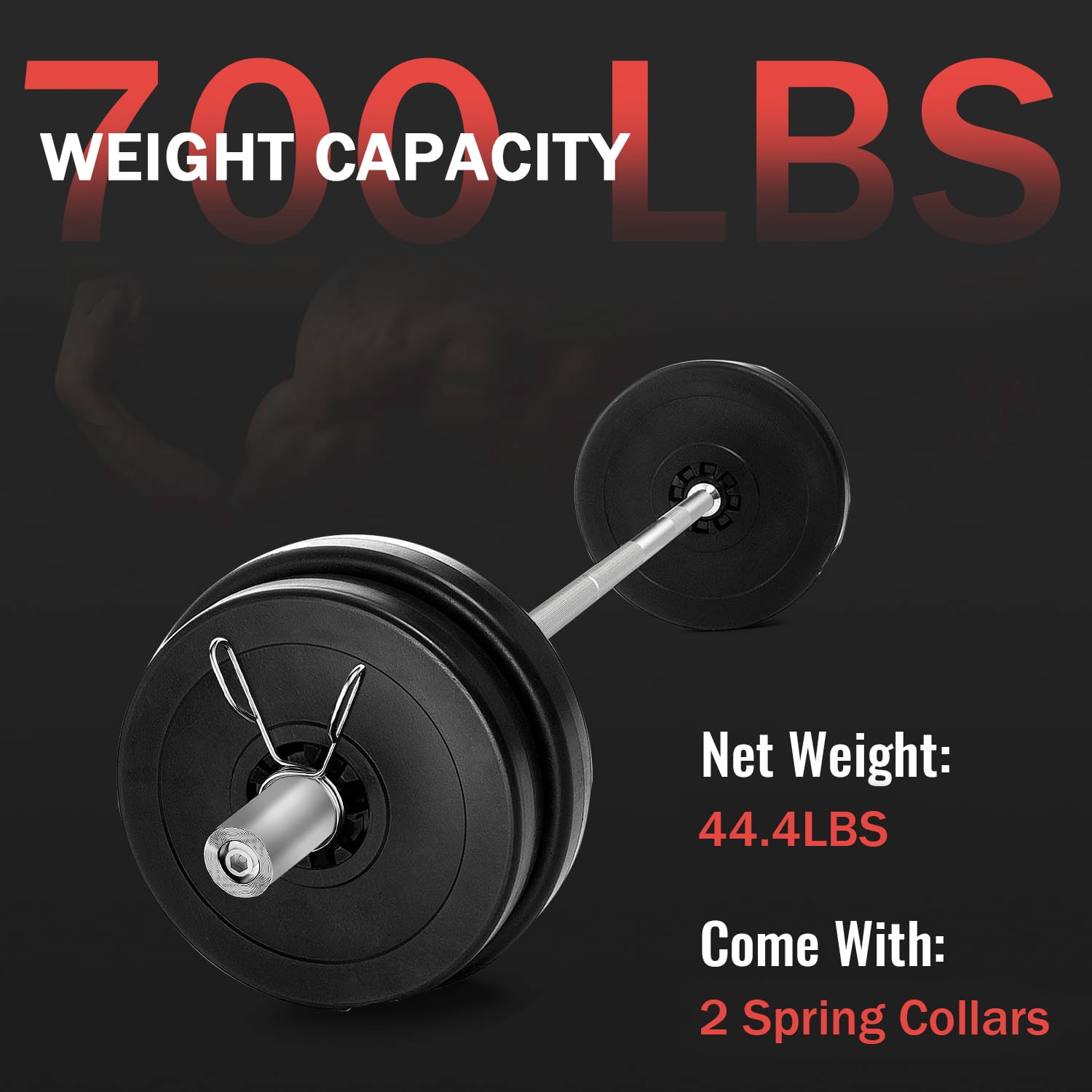 NiamVelo 7Ft Barbell Bar Olympic Weightlifting Bar Solid Chrome Bar for Strength Training, Weightlifting, and Powerlifting - 2Inch Diameter, 700lbs Capacity