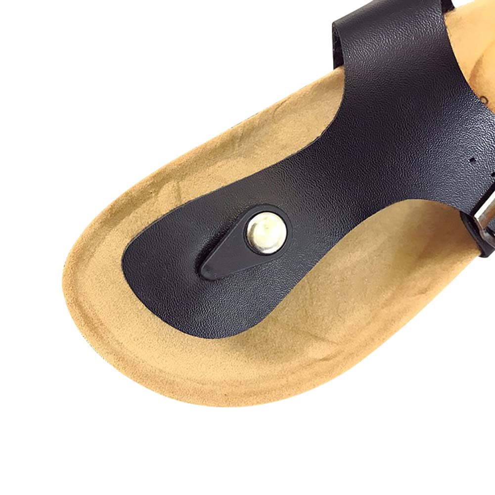 Kepooman Women' s Summer Casual Flip Flop with Adjustable Buckle, Ladies Flat Cork Sandals Open Toe Slide Shoe for Travel Beach, Black, US-7 Kepooman Women' s Summer Casual Flip Flop with Adjustable Buckle, Ladies Flat Cork Sandals Open Toe Slide Shoe for Travel Beach, Black, US-7