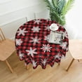 thumbnail image 2 of Christmas Round Tablecloth 60 Inch Red Black Buffalo Plaid Tablecloth Waterproof Polyester Xmas Winter Snowflake Table Cloth Table Cover for Kitchen Dining Room Picnic Patio Party, 2 of 6