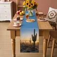 thumbnail image 3 of Table Runner - 60 Inch Long, Western Cactus Sunrise Kitchen Dining Table Runner Dresser Scarves, Modern Abstract Art Retro Farmhouse Decor for Coffee Tables Wedding Party Banquet, 3 of 8
