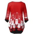 thumbnail image 3 of Plus Size Ruched Christmas T-Shirt For Women Irregular 3/4 Sleeve and Hem Loose Tops, 3 of 7