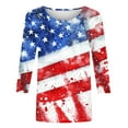 thumbnail image 4 of Cavosen Red White and Blue Clothes for Women Petite Independence Day 3/4 Sleeve Crew Neck T Shirts USA Star Striped Graphic Shirts Lady XL 4th of July Casual Shirts Red White and Blue Tunic Tees, 4 of 5