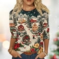 thumbnail image 2 of Women's Festive Christmas Sweater with Santa Claus and Holiday Village Design, Cozy and Soft Knit Pullover, 2 of 5