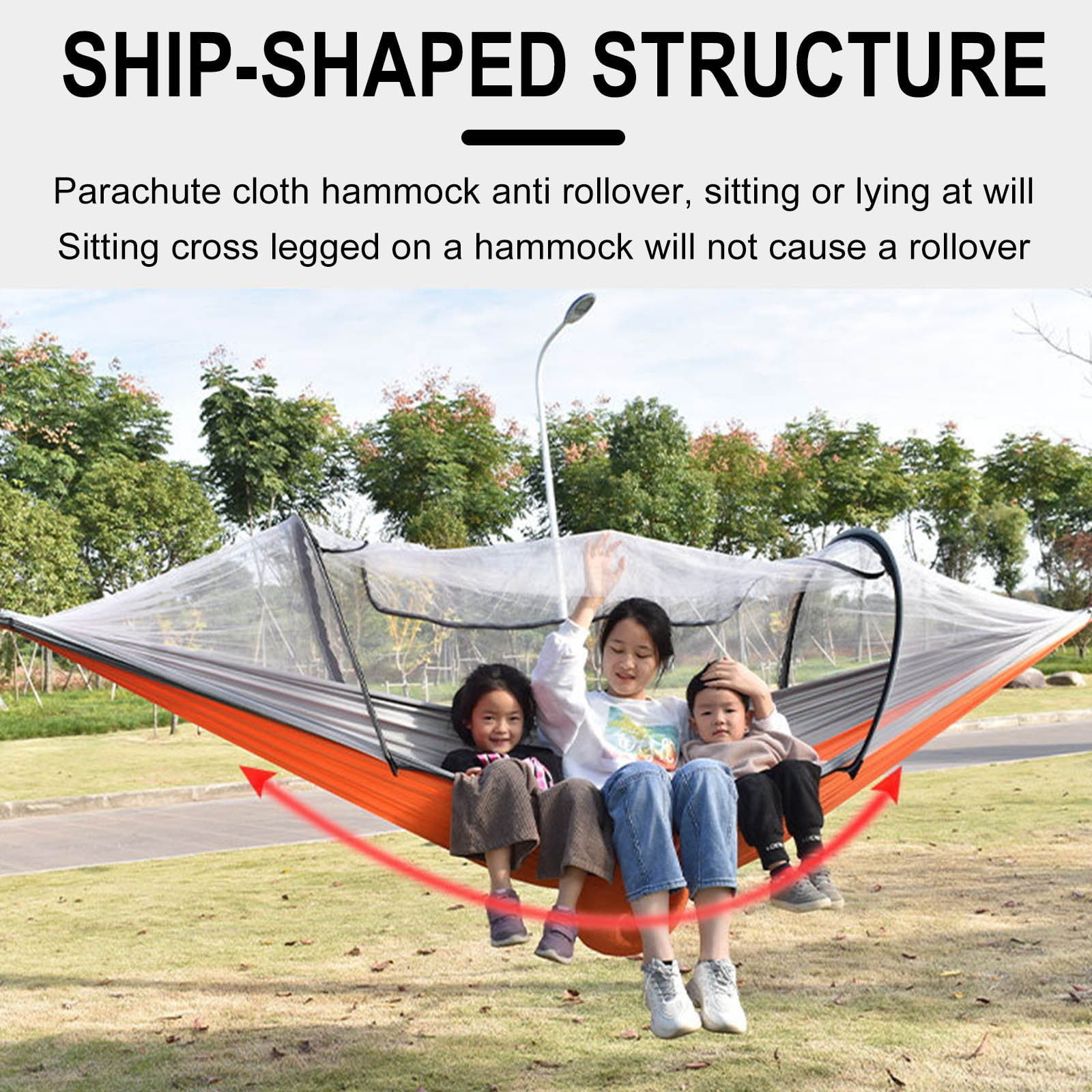 JMKQLZ Camping Hammock with Mosquito Net, Portable Double/Single Hammock, Easy Setup, Lightweight Hanging Bed for Indoor, Outdoor, Backpacking, Travel, Patio, Hiking