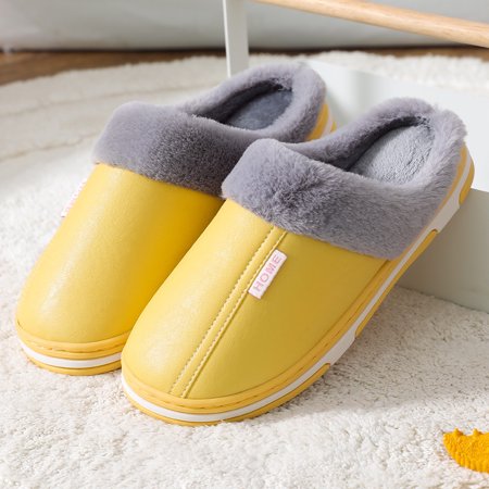 

Unisex Slippers Foam Memory House Outdoor Indoor Shoes Slip-on Sole Clog Plush Anti-Skid Comfort Fleece Lining Fuzzy Cotton Waterproof Slippers for Womens Mens