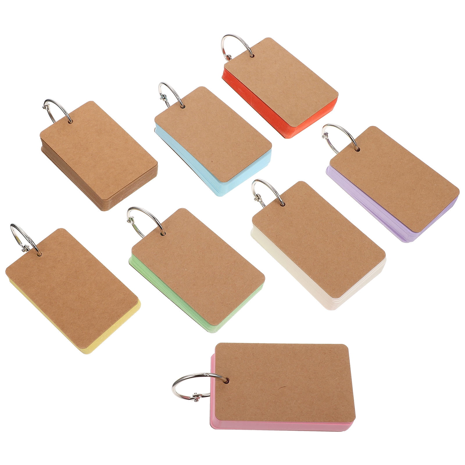 FRCOLOR  8 Books Word Card Index Ring Blank Flashcards Note with Binder Rings Pads